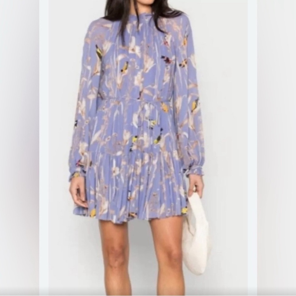 Banana Republic Lavender Floral Long-Sleeve Mini Dress